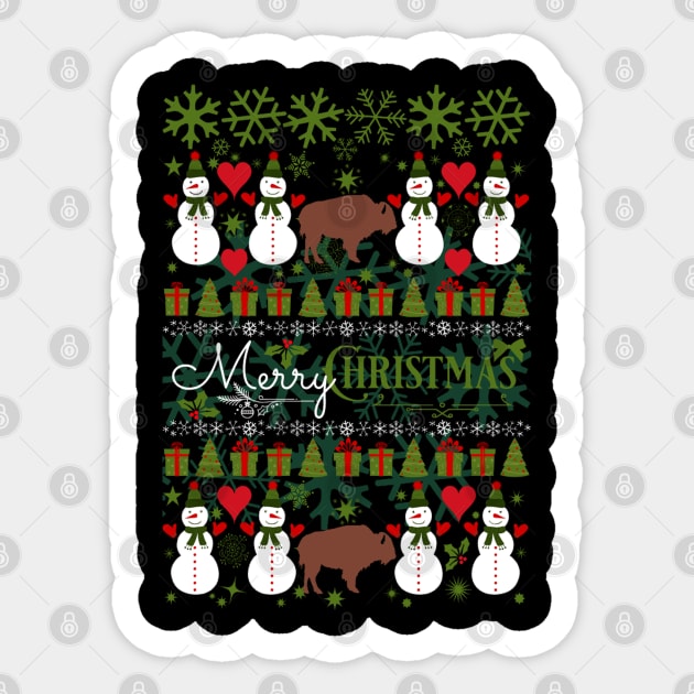 Bison Ugly Christmas Sweater Santa Bison Christmas Gift Sticker by HBart